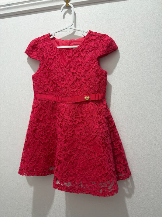 Kids - Girls hot pink lace party dress