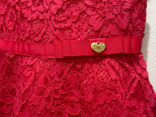 Kids - Girls hot pink lace party dress