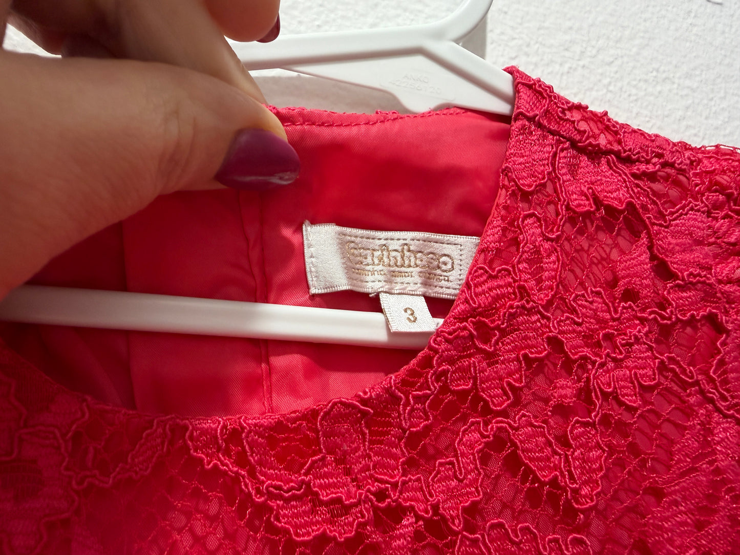 Kids - Girls hot pink lace party dress