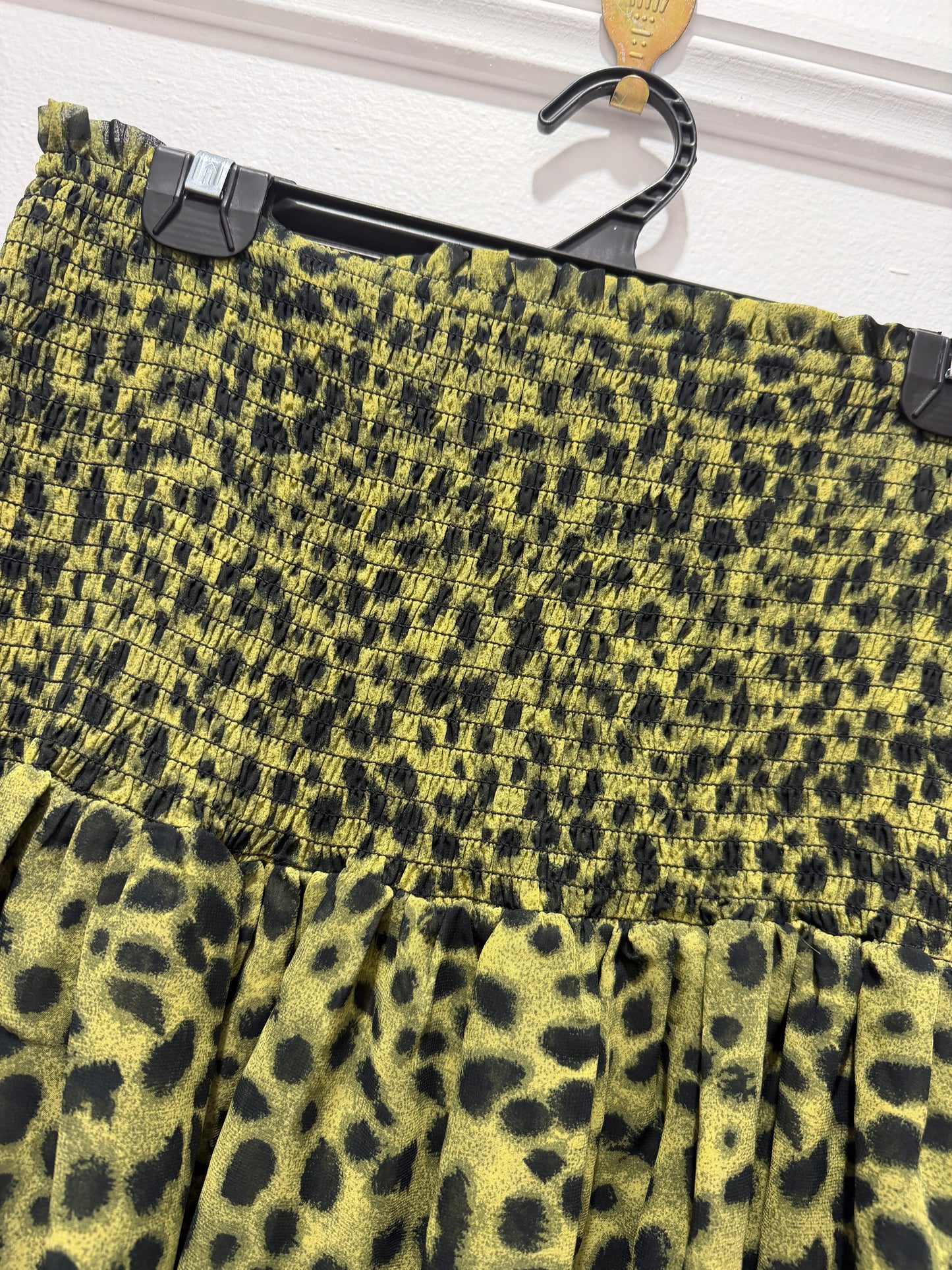 Ladies - Olive Leopard Print Skirt | Size M