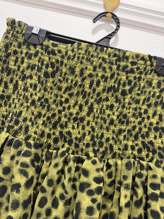 Ladies - Olive Leopard Print Skirt | Size M