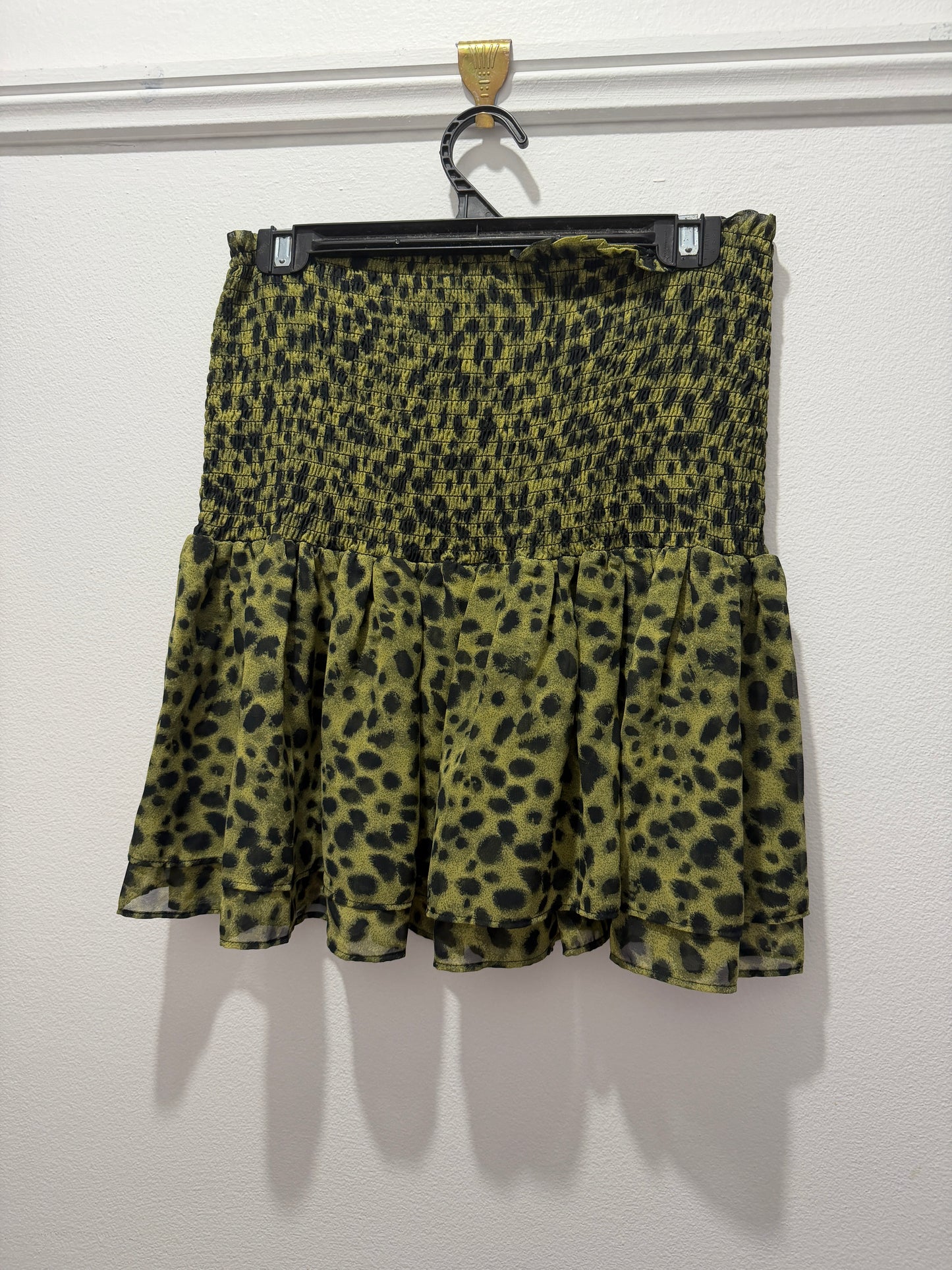 Ladies - Olive Leopard Print Skirt | Size M