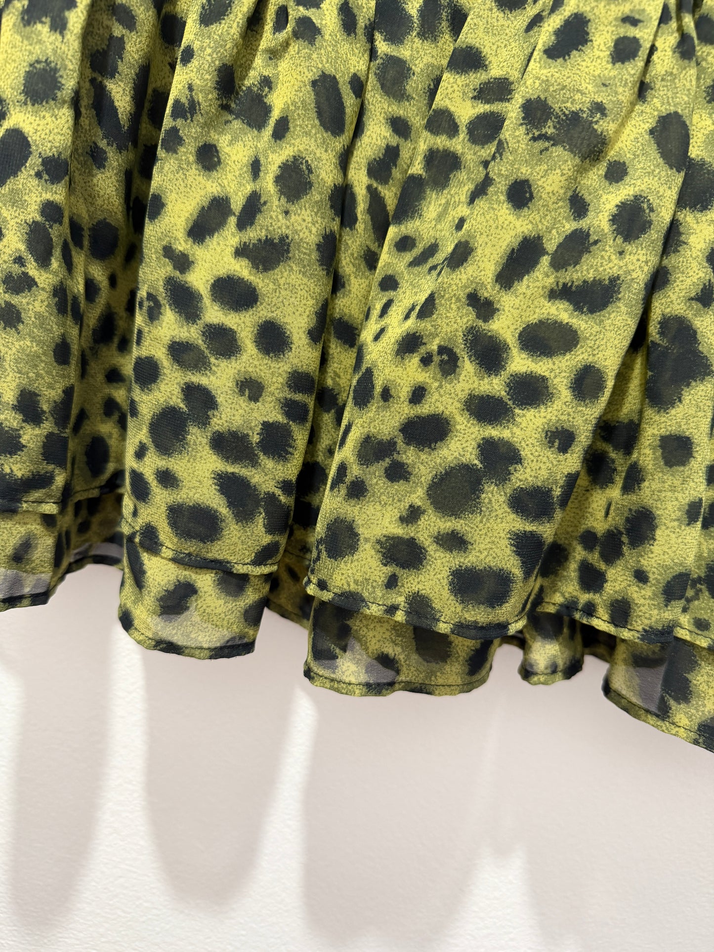 Ladies - Olive Leopard Print Skirt | Size M