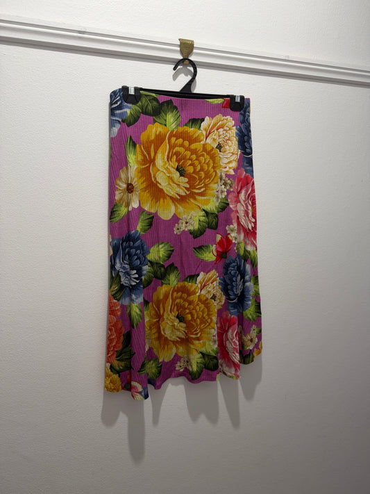Ladies - Farm Rio Skirt Size Large (G) | Flowy A-Line Midi | Floral Tropical