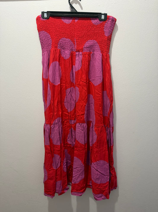 Ladies - Little Party Dress | Size 14 | Splotched Pink & Red | Maxi Skirt